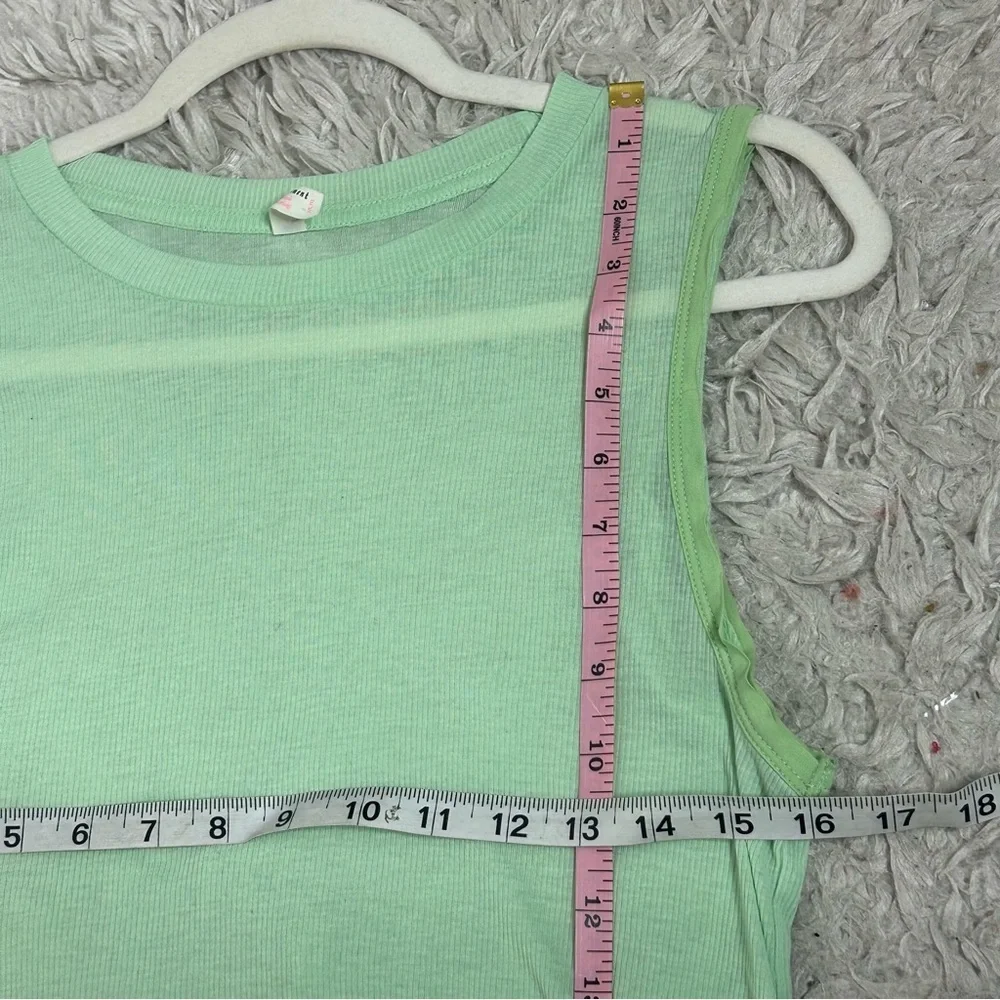 Free People Women's Green Mist Ribbed Om Crew Neck Tank Top